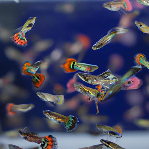 Cá bảy màu mỹ sống trong một hồ cá đẹp làm nổi bật vẻ đẹp của chúng.