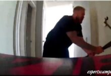 Conclusion Guy With Axe And A Baby Open Door Video